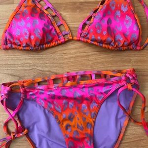 Victoria secret triangle bikini pink leopard print